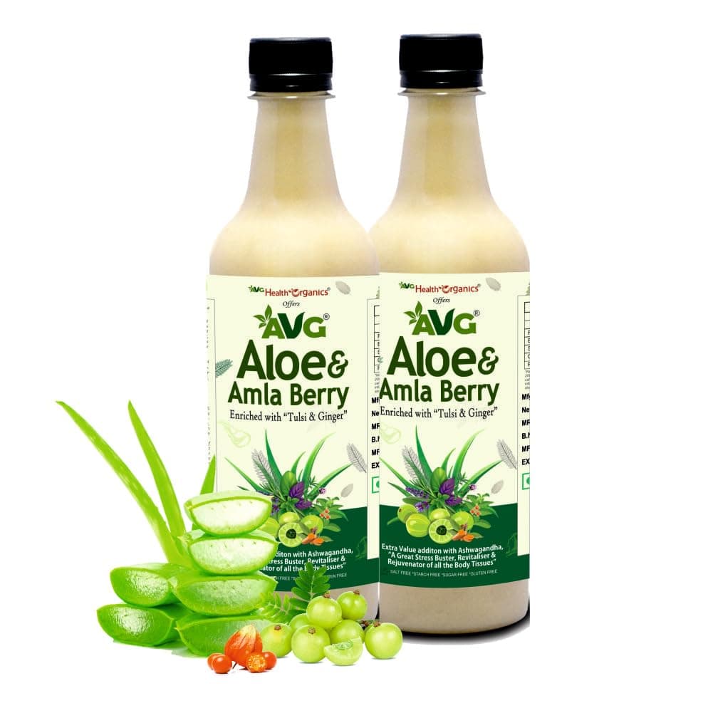 Aloe & Amla Berry, Aloevera & Amla Juice with Ashwagandha, Immunity Booster, Natural Detox, Sugar Free, 500ML | Pack of 2