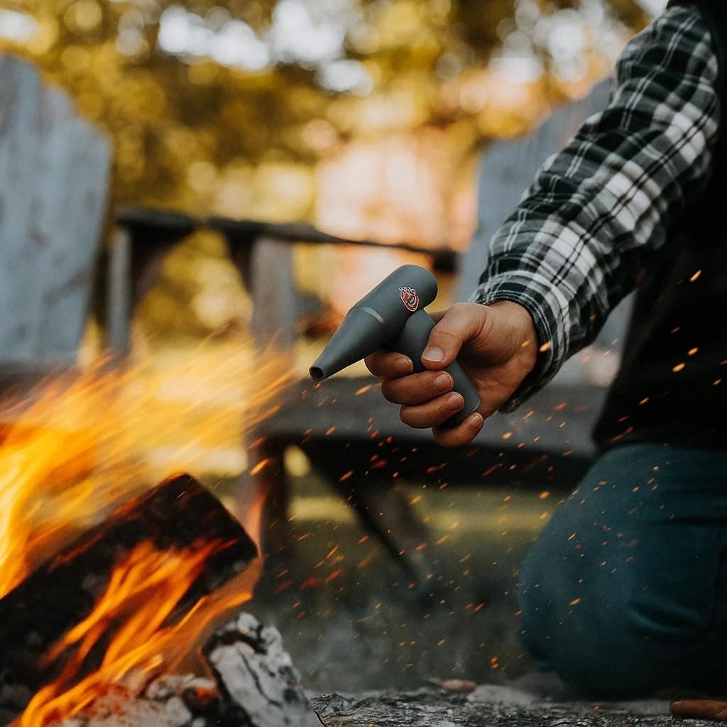 Magna Outdoors BlazeBoost Jet Air Blower - Delivers A Ridiculous Amount of Oxygen to Jump Start Your Campfire, Fireplace, Fire Pit Or Charcoal Grill - 100,000 RPM Power with Rechargeable Battery