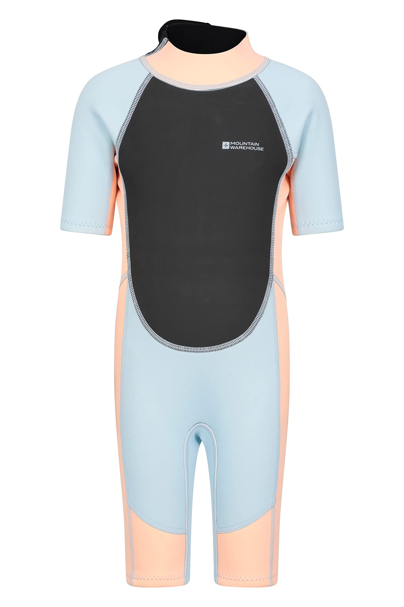 Mountain Warehouse Kids Shorty Wetsuit - 2.5mm Thickness, Flat Seams, Easy Glide Zip Children's Wetsuit, Neoprene, Adjustable Neck Closure - For Surfing, Swimming,