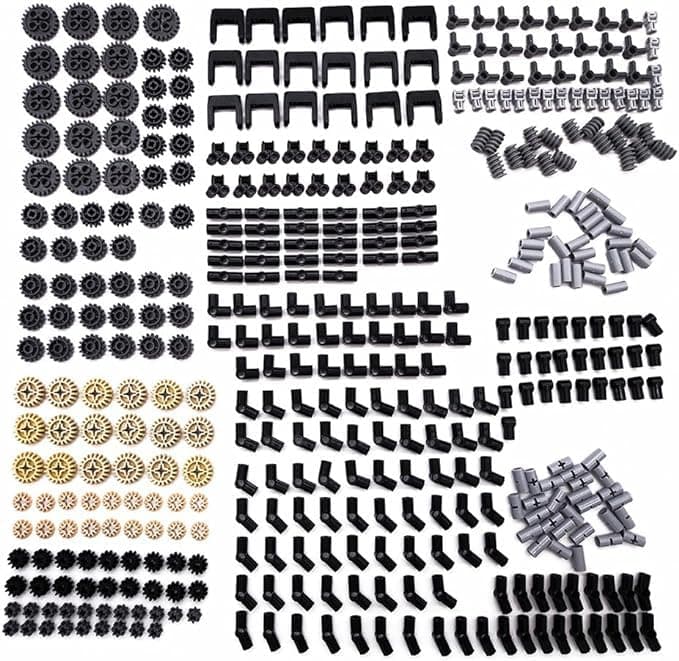 450pcs Technic-Parts Gears-Axle-Pin-Connector Compatible with Mainstream building block brand, Technic Bush Joint Connector. MOC Replacement Pieces and Parts.