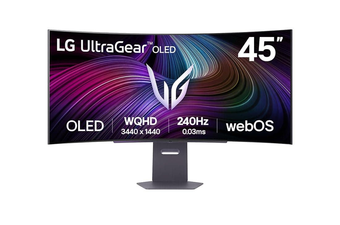 UltraGear OLED GX9s SMART Gaming Monitor 45GX90SA-B - WOLED UWQHD 1440p Curved 45 Inch, 240Hz, 0.03ms, HDR 400, webOS AI, Speakers, Wi-Fi, Bluetooth, DP 1.4, HDMI 2.1, USB-C