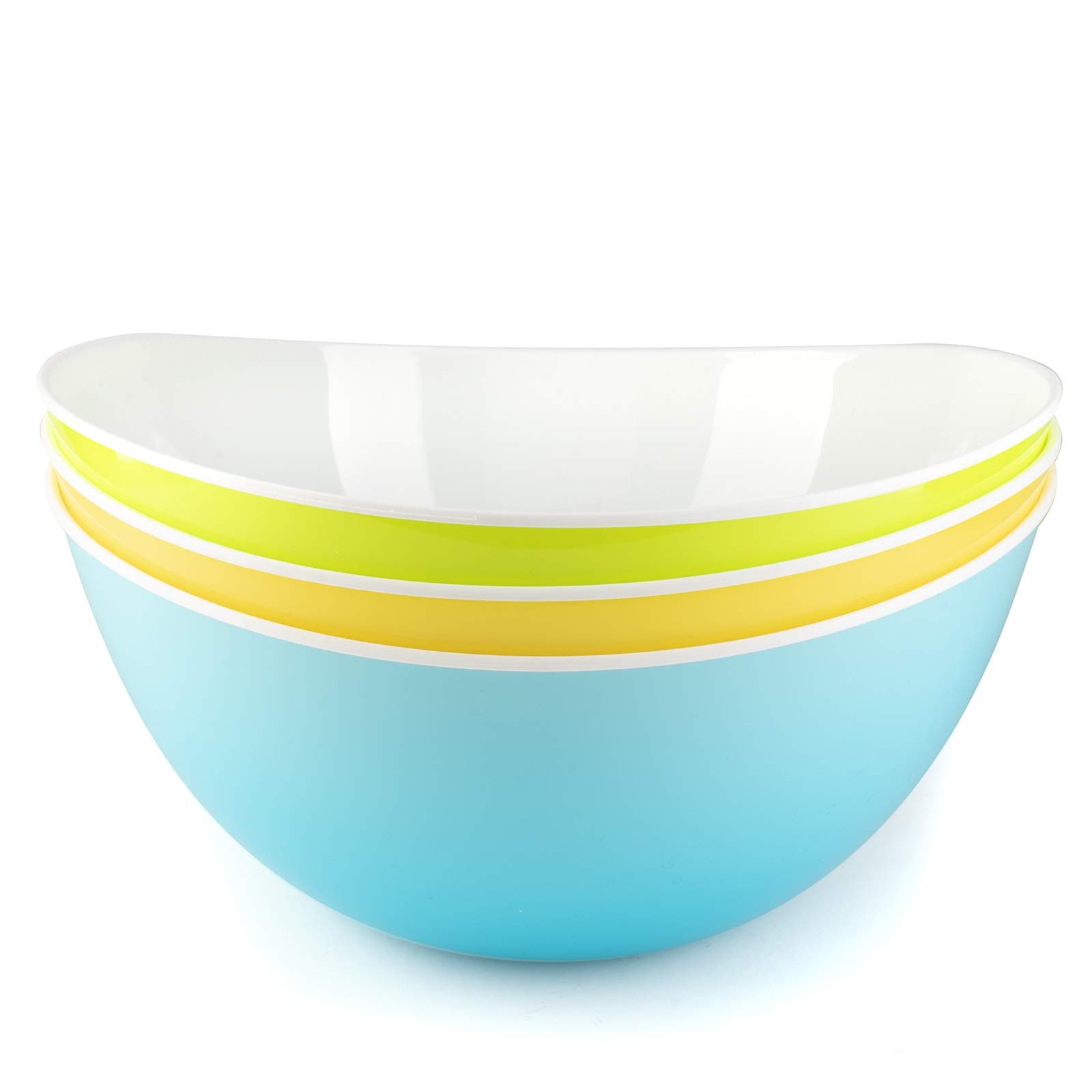 Maxi Nature Large Salad Bowl Set of 3 - Microwave, Dishwasher & Freezer Safe - Unbreakable & Lightweight Plastic Serving Bowls - Use for Ramen, Noodles, Soup, Pasta & More