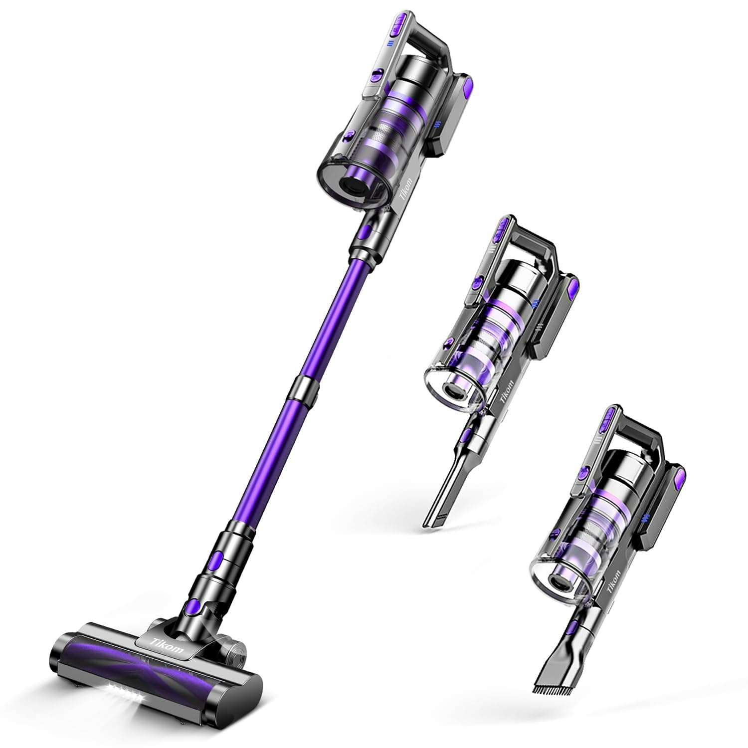 Tikom Cordless Vacuum Cleaners for Home V700, Stick Vacuum Cleaner with 450W 33Kpa Strong Suction, 40Mins Max, 1.3L Dust Cup, Good for Carpet, Pet Hair, Hard Floor, Bright Purple