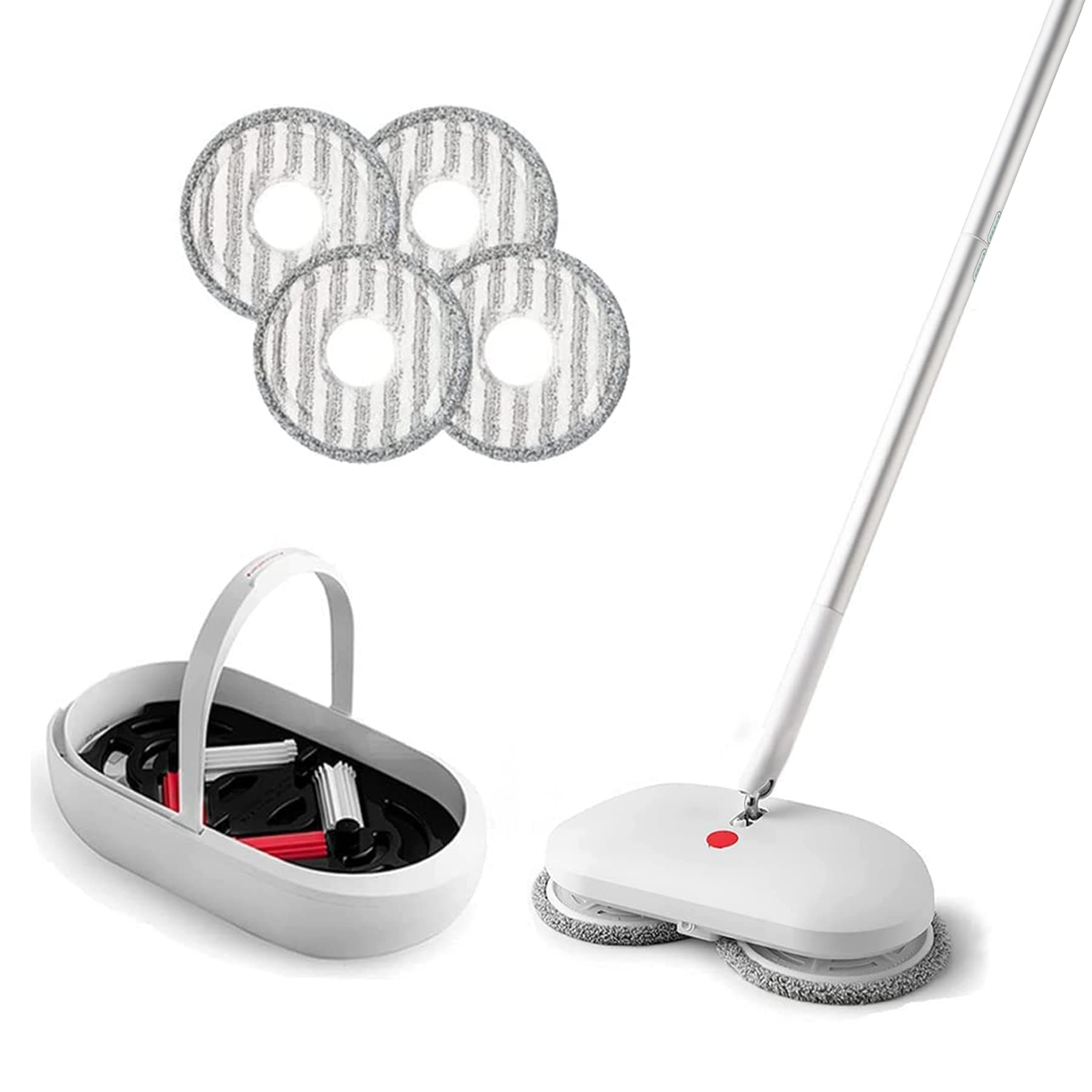 Cordless Electric Spin Mop Power Mop with 4 Floor Scrubber Pads/Automatic Cleaning Bucket/Water Sprayer,Lightweight & Rechargeable,Suitable for Wooden, Marble, Tile, Hardwood Floor.