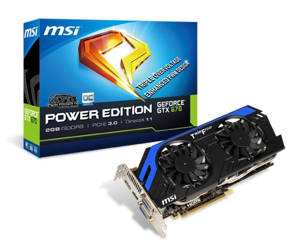 MSI NVIDIA GeForce GTX 670/2 GB GDDR5/PCI Express 3.0 Graphics Card (N670 PE 2GD5/OC)
