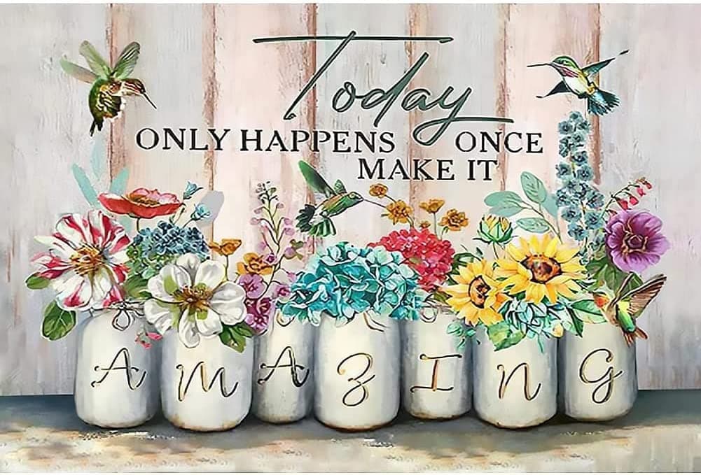 Stamping Cross Stitch Kit, Hummingbird and Flower Counting Cross Stitch Kit for Adult Beginners, Full Line DIY Cross Stitch Stitching Kit for Home Decor Cross Stitch Patterns 11.8x15.7 inches