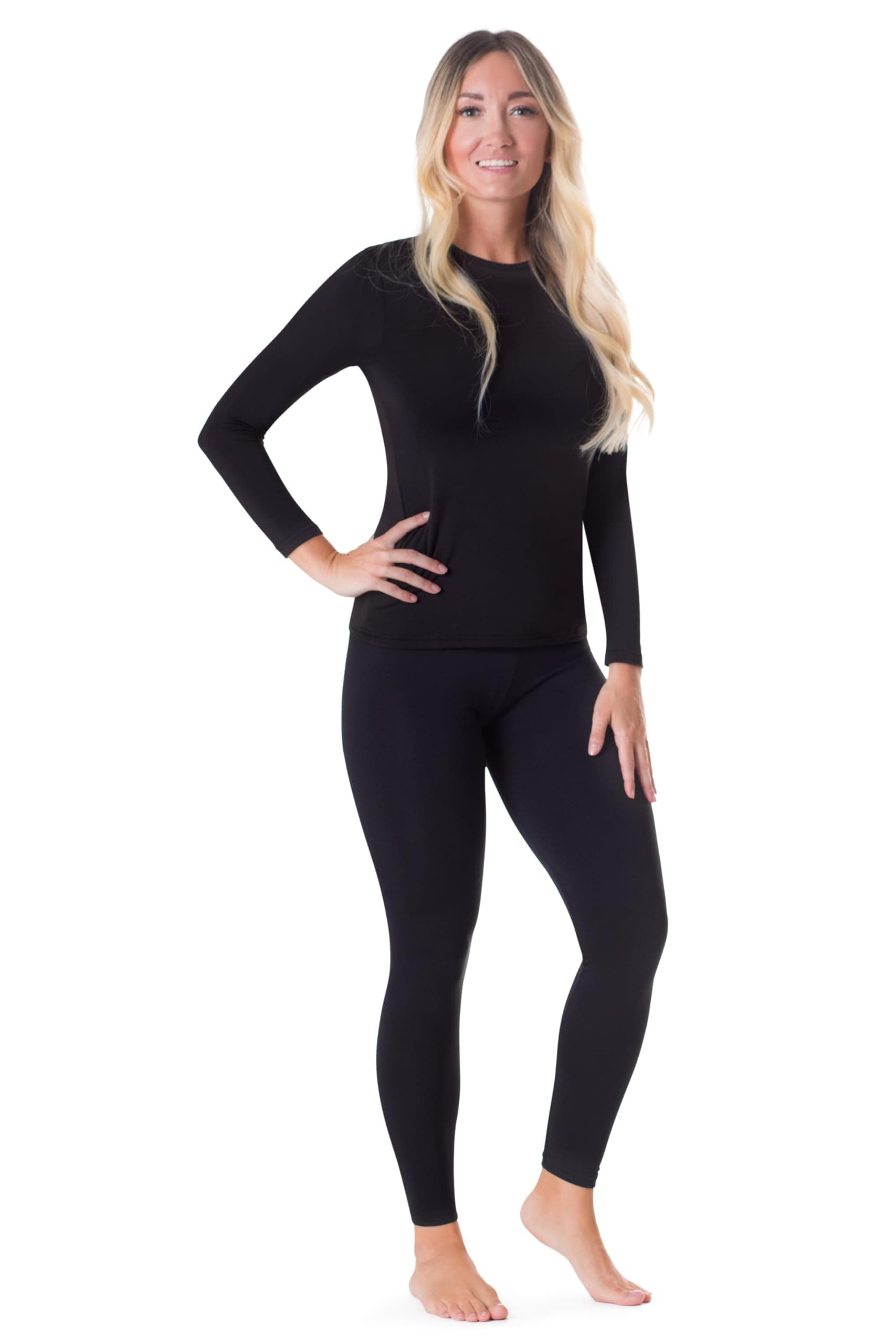 Thermal Underwear Women Long Johns Womens Thermals Top Bottom Set Fleece Lined Under Wear Clothes Base Layer Thermals