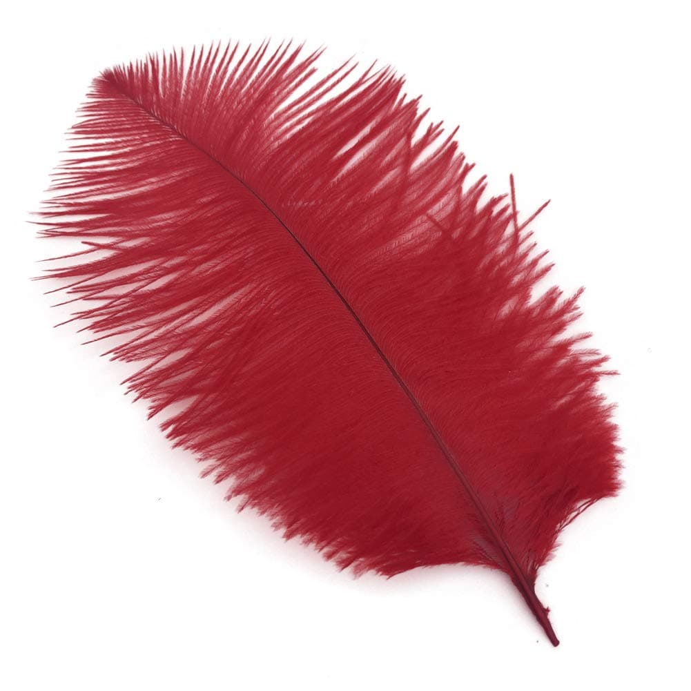Shekyeon 8-10inch(20-25cm) Ostrich Feather Plumes Wedding Centerpiece Table Decoration Pack of 20(red)