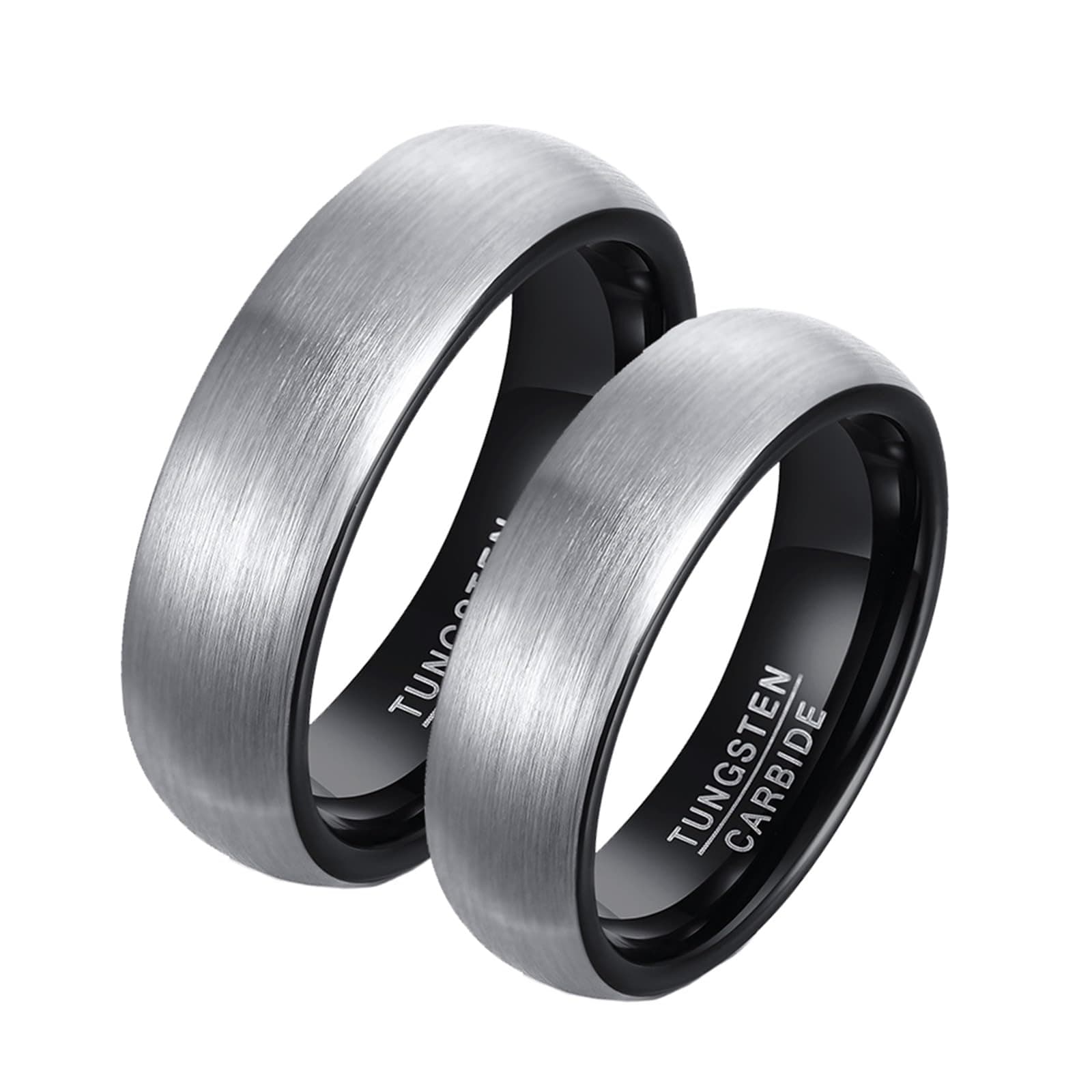 WycianRing Matching, Womens Tungsten Wedding Bands 2PCS Black Brushed Ring 8mm Size for Couple Graduation Jewelry