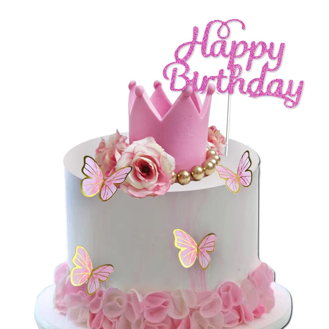 Princess Cake Topper with Pink Crown Cake topper for Princess Birthday