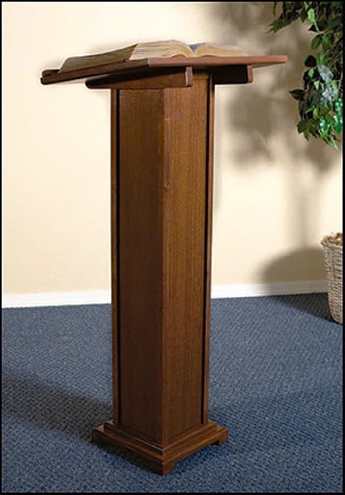 Maple Hardwood Standing Lectern in Walnut Stain Finish, 43 Inch