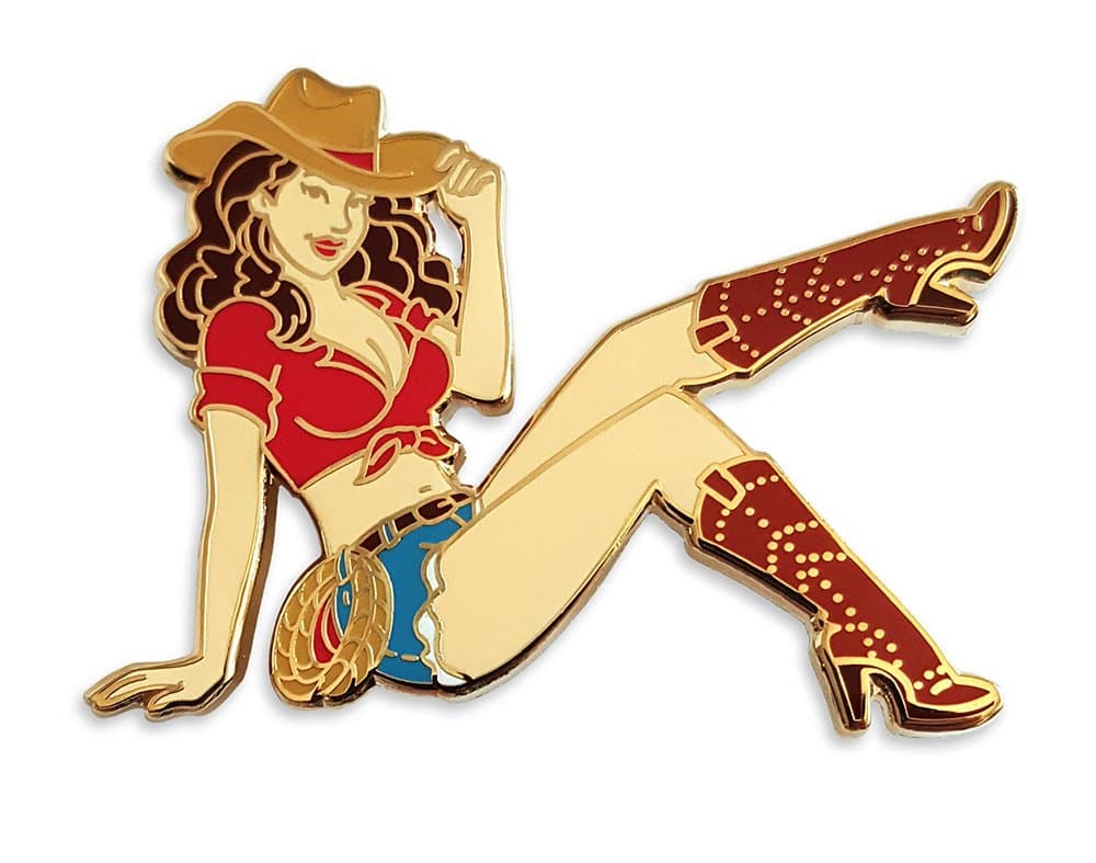 Cowgirl Pin Up Enamel Lapel Pin