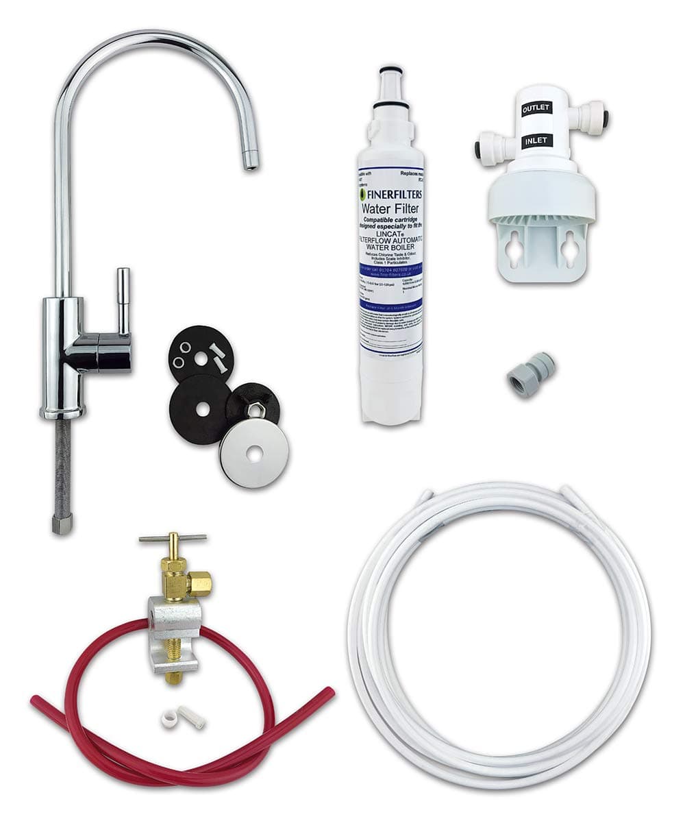 Deluxe Under-Sink Drinking Water Filter System, Remove Chlorine and Limescale, Full DIY Kit, Easily Change Filters Without Shutting Off Water Supply (6 Months (1 Filter) - Chrome Tap