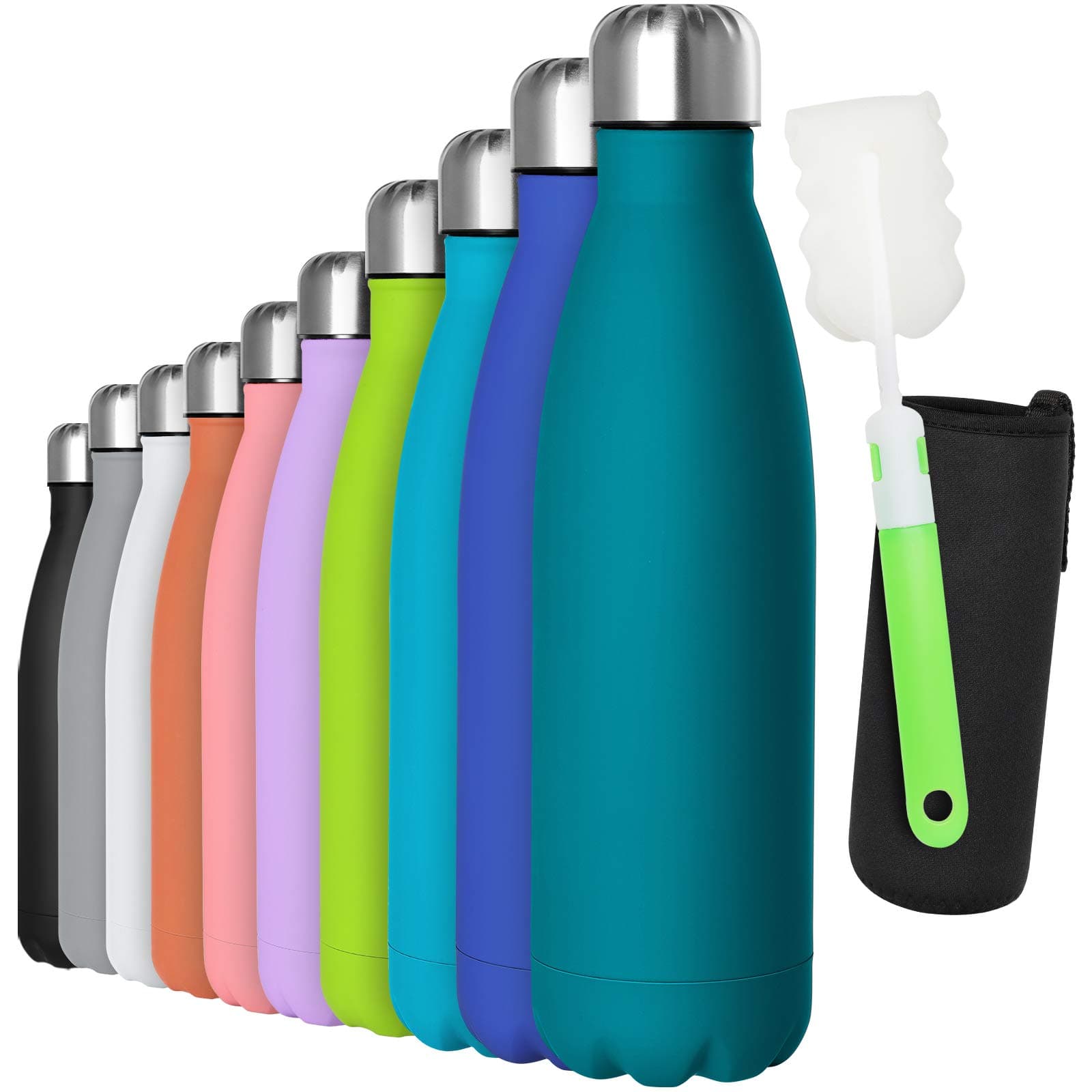 GeeRicStainless Steel Water Bottle 500ml, Double-Walled Vacuum Insulated Metal Water Bottle 12 Hours Hot & 24 Hours Cold Drinks Cycling Bottles for Outdoor Sports Hiking Running 500ml Dark Blue