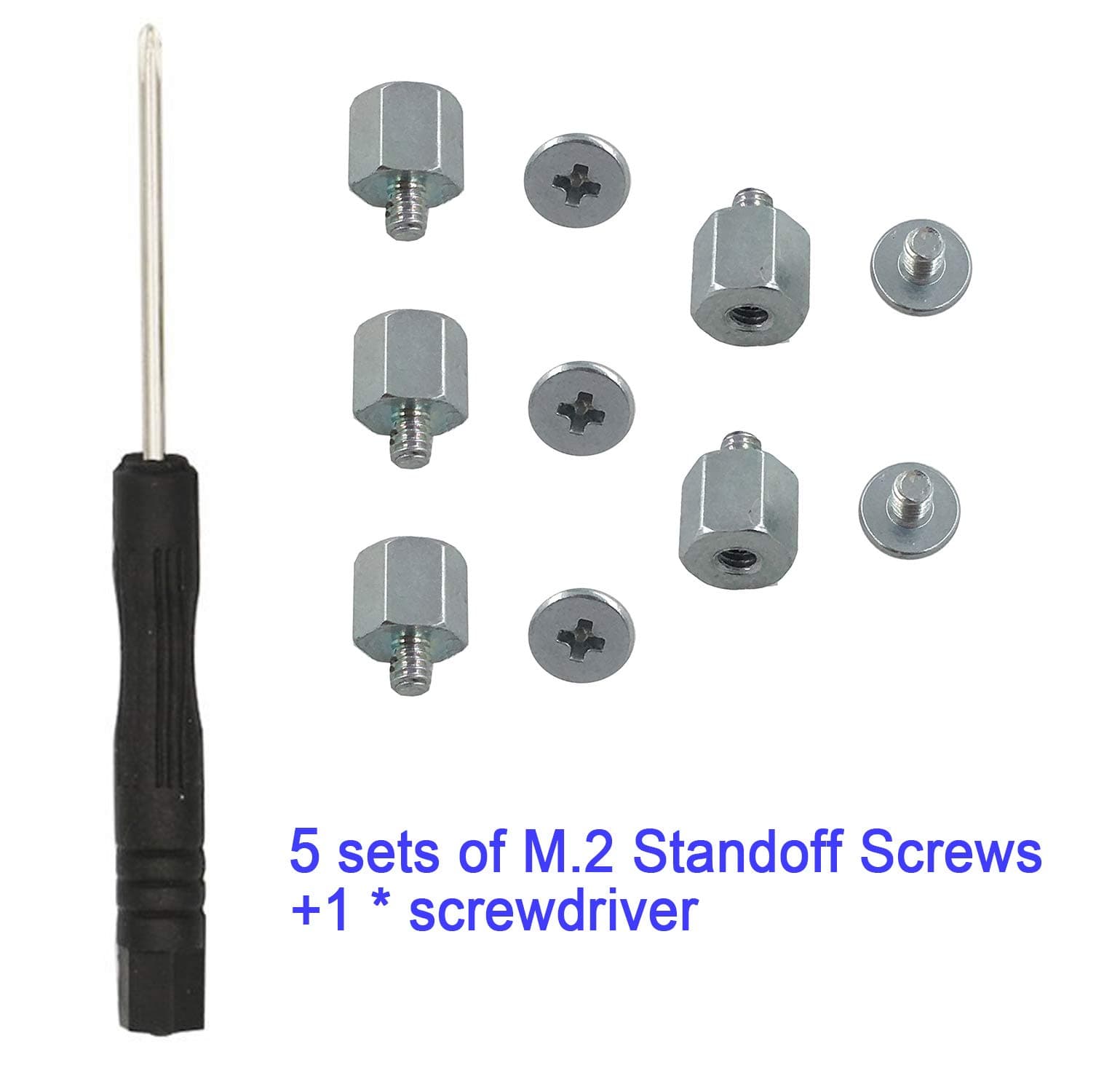 M.2 Standoff and Screw for M.2 Drives,Asus Motherboard M.2 Screw + Hex Nut Stand Off Spacer(5 Sets)+1 pcs Screwdriver