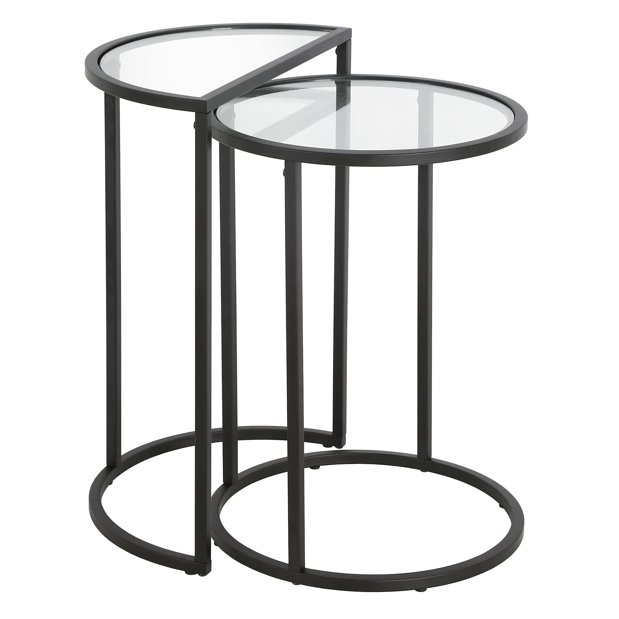 Henn&Hart Blackened Bronze Set End/Side/Nesting Tables, Black