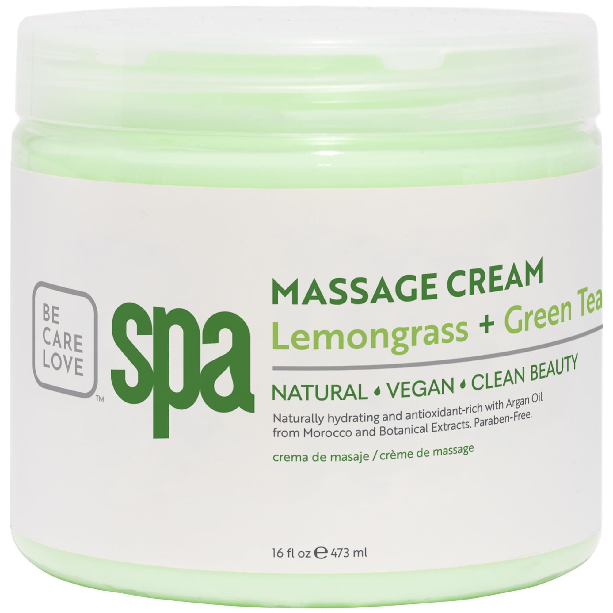 BCL SPA Massage Cream organic Lemongrass + Green Tea body lotion with shea butter, aloe vera, peppermint, argan and jojoba oils body cream to soothe, calm & revitalize the skin. Home/Pro use 16 fl oz