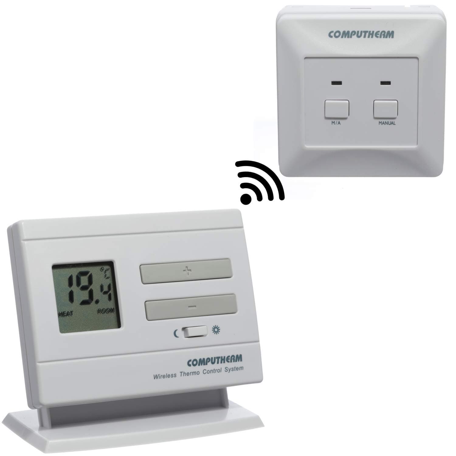 COMPUTHERMQ3RF Digital Wireless Thermostat with Receiver Box, Temperature Thermometer, Portable Thermostat, Economy & Comfort Mode