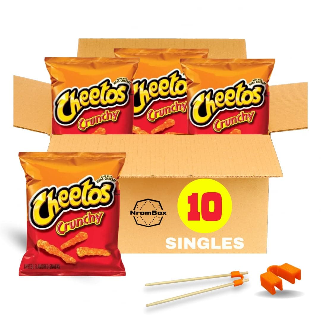 Cheetos Crunchy, 1 Oz Bags, 10 count (Crunchy Original) | Cheetos Crunchy Cheese Flavored Snacks | Reusable Chopstick Helpers Practice for Many Age, Kids, Adult, Trainers(Color May Vary) MADE IN USA. (Crunchy Original)