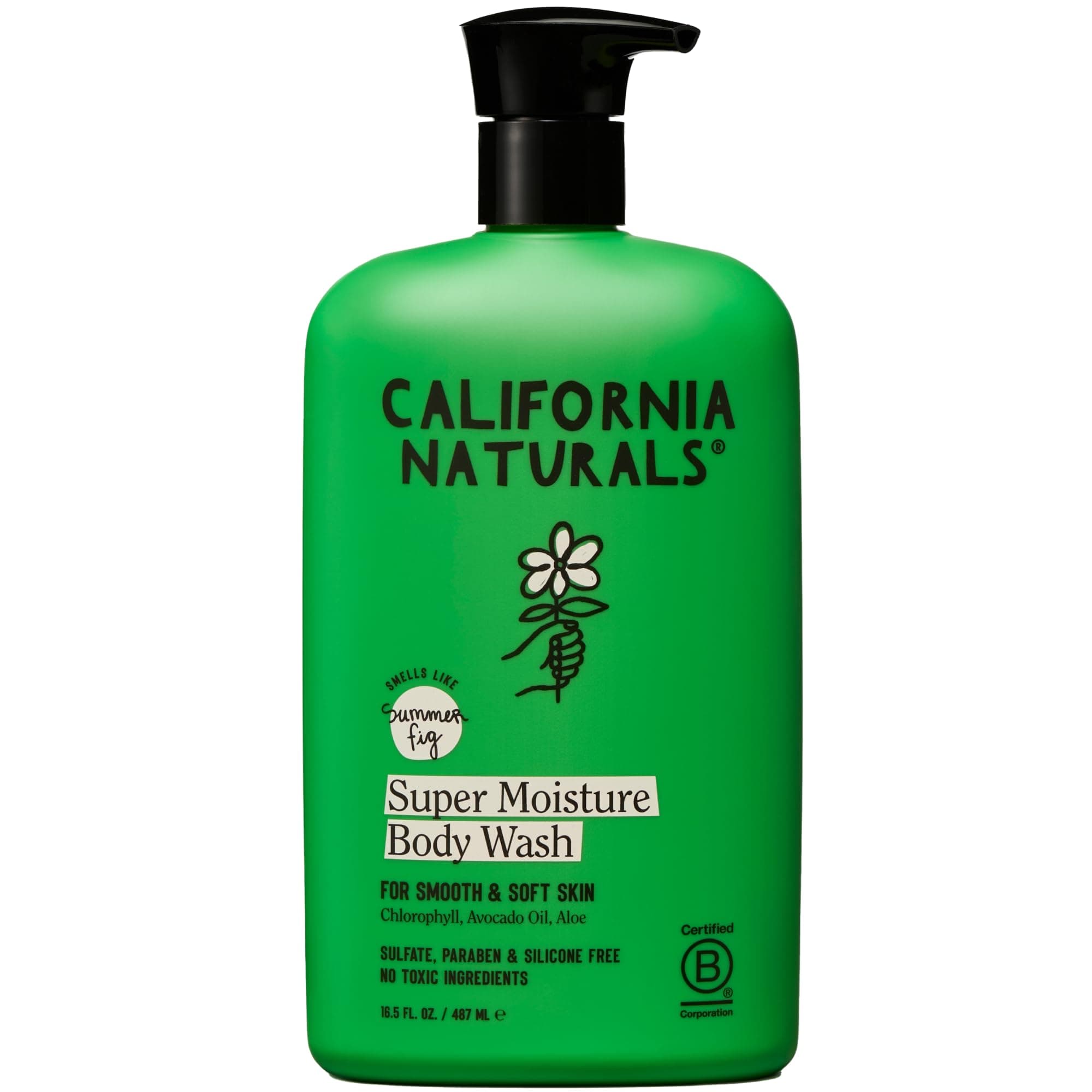California Naturals Super Moisture Body Wash, Gentle Shower Gel Cleanser for Dry, Sensitive Skin, Moisturizing & Hydrating, Natural, Vegan, Paraben & Sulfate Free Body Moisturizer, 16.5 fl oz