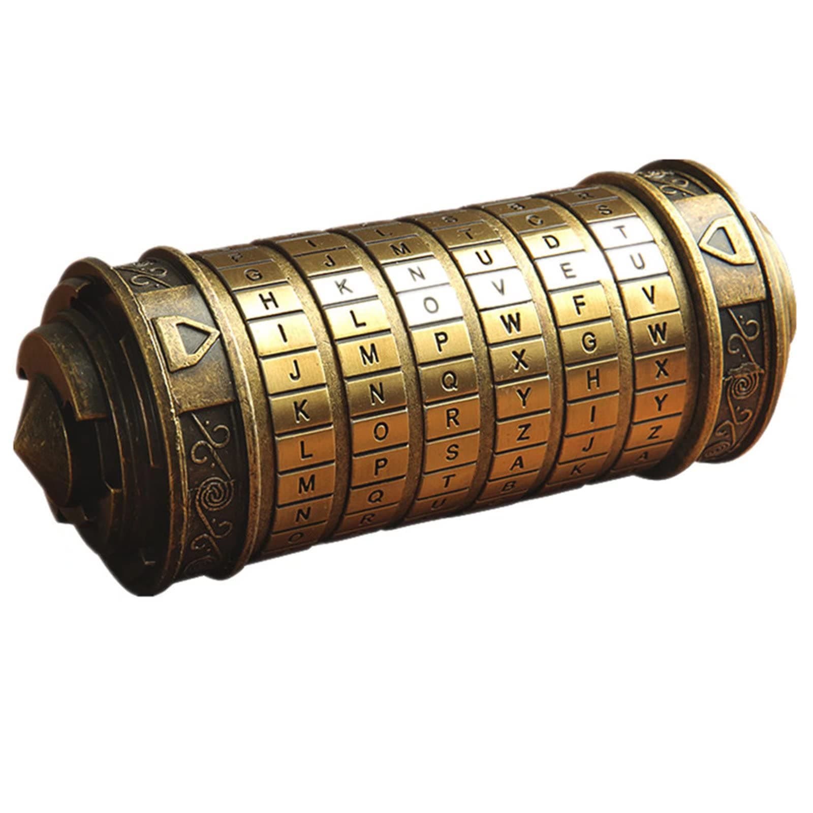 WindamazingStory Kryptex Puzzle Box Da Vinci Code Mini Kryptex Lock with Hidden Compartment Anniversary Valentine's Day Puzzle Birthday Gift for Her Mystery Box for Men Brass Large