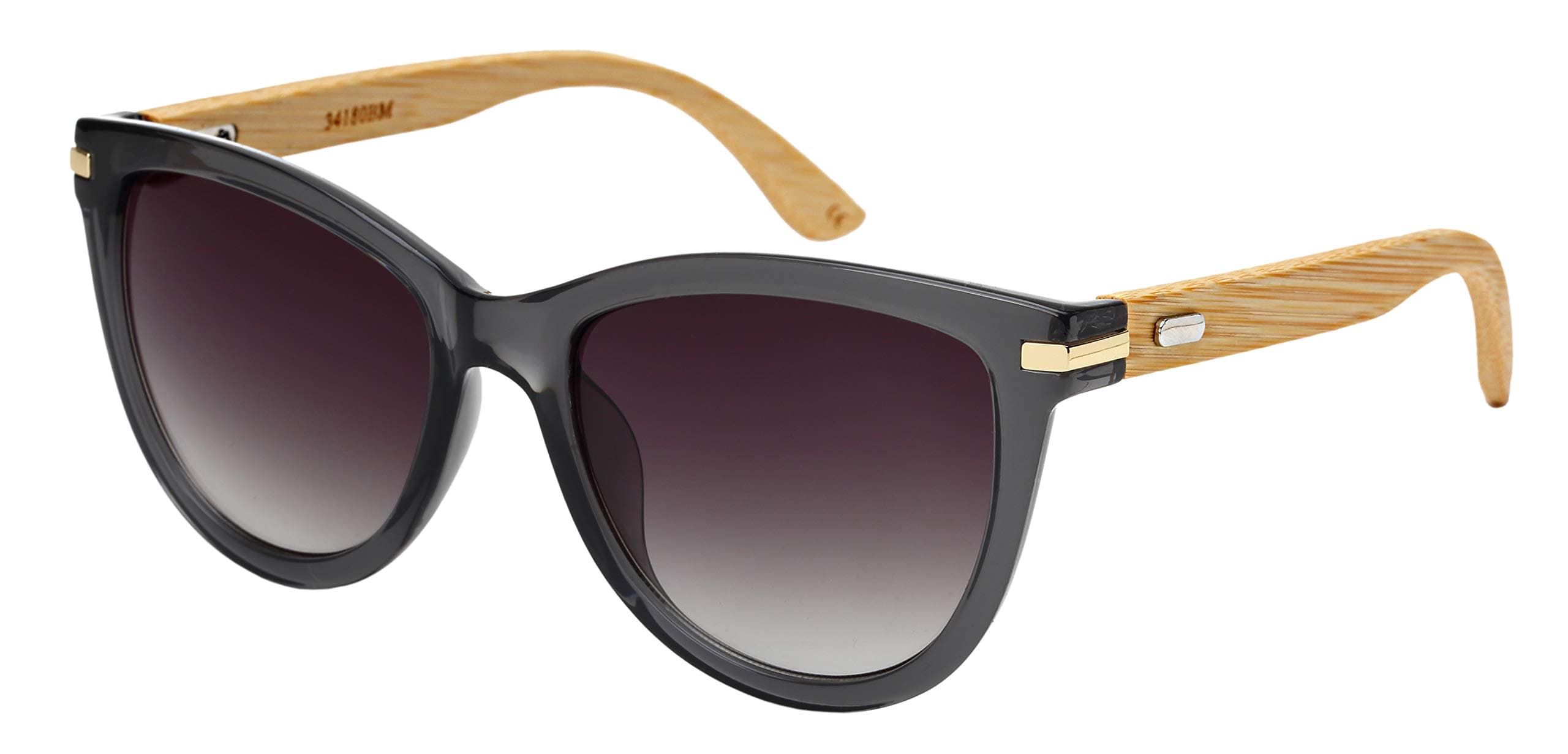 Retro Vintage Cat Eye Sunglasses for Women with Natural Bamboo Temples M34180BM-AP-2(CLGY.ap)
