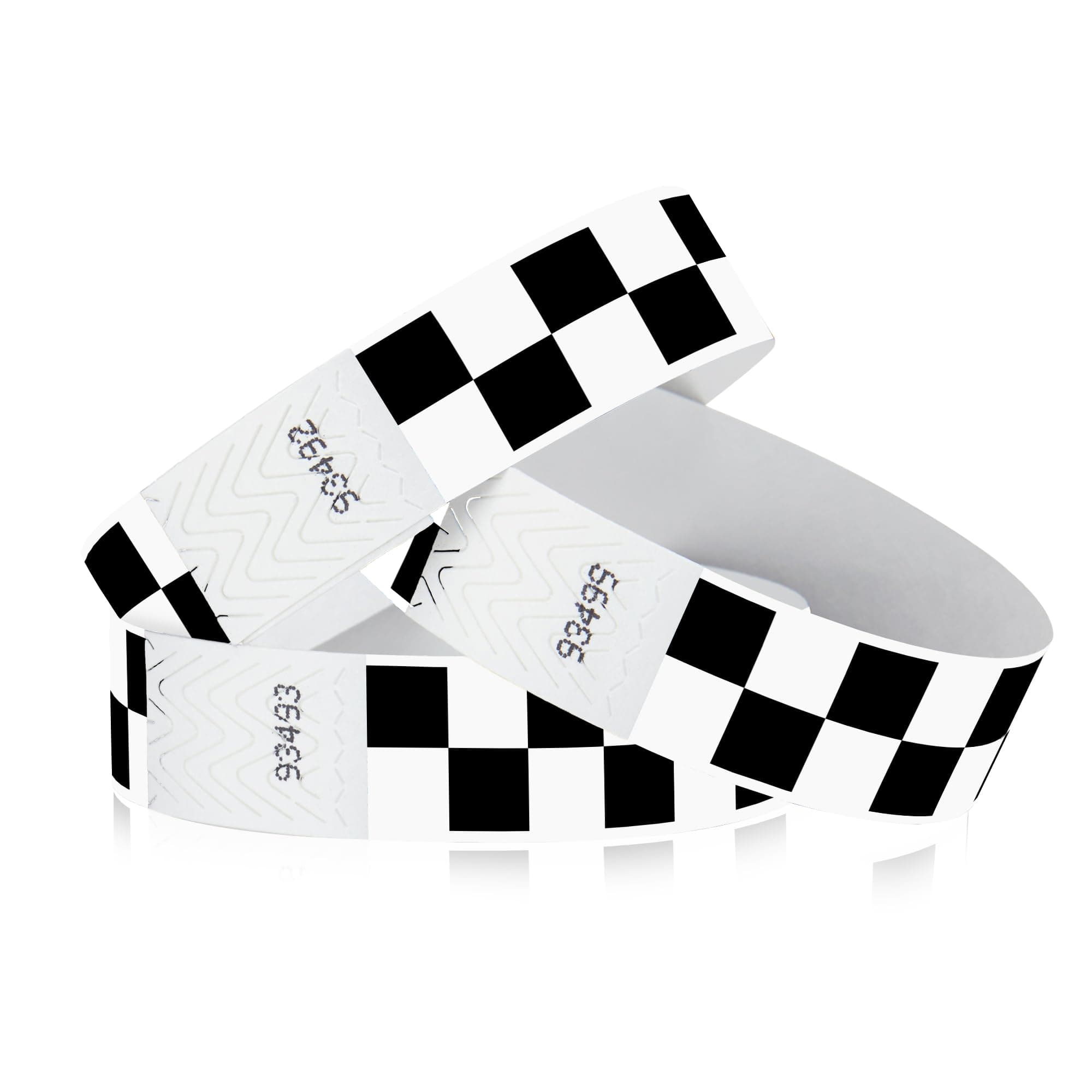 WristCo Black Checkered/Checks 3/4" Tyvek Wristbands - 500 Pack Paper Wristbands for Events