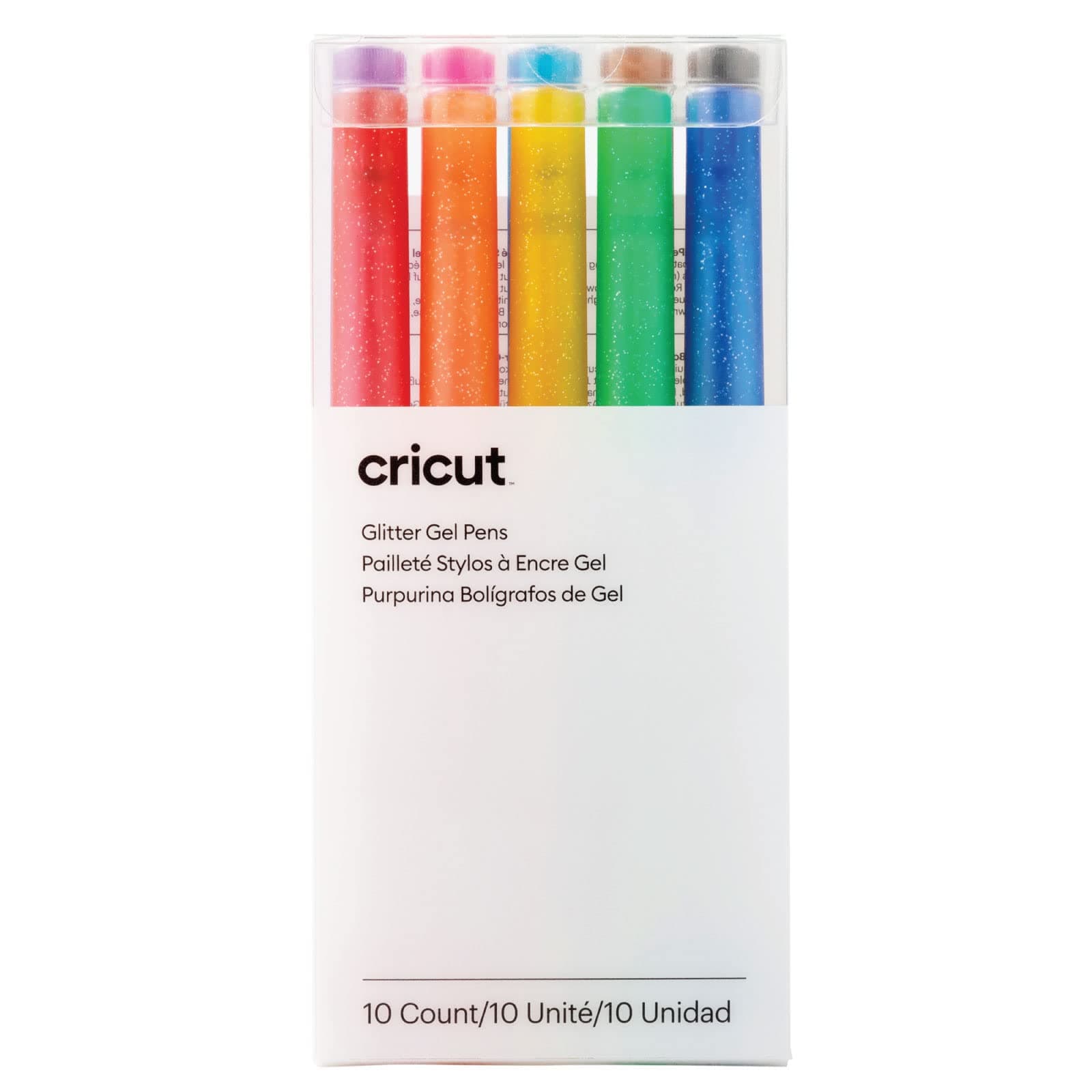 Cricut Glitter Gel Pens (Set of 10), Add Glitter to Cards, Paper, Decor, and More, for Use with Cricut Maker and Explore Cutting Machines, (Medium Point, 0.8mm, Rainbow)