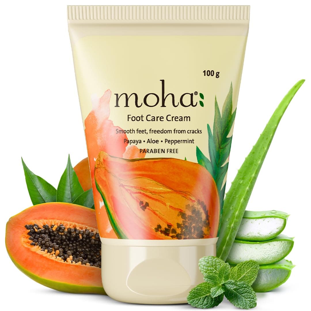 moha: Foot Cream For Rough, Dry and Cracked Heel, Feet Cream For Heel Repair With Benefits Of AleoVera, Papaya & Peppermint (Foot care cream 100g)