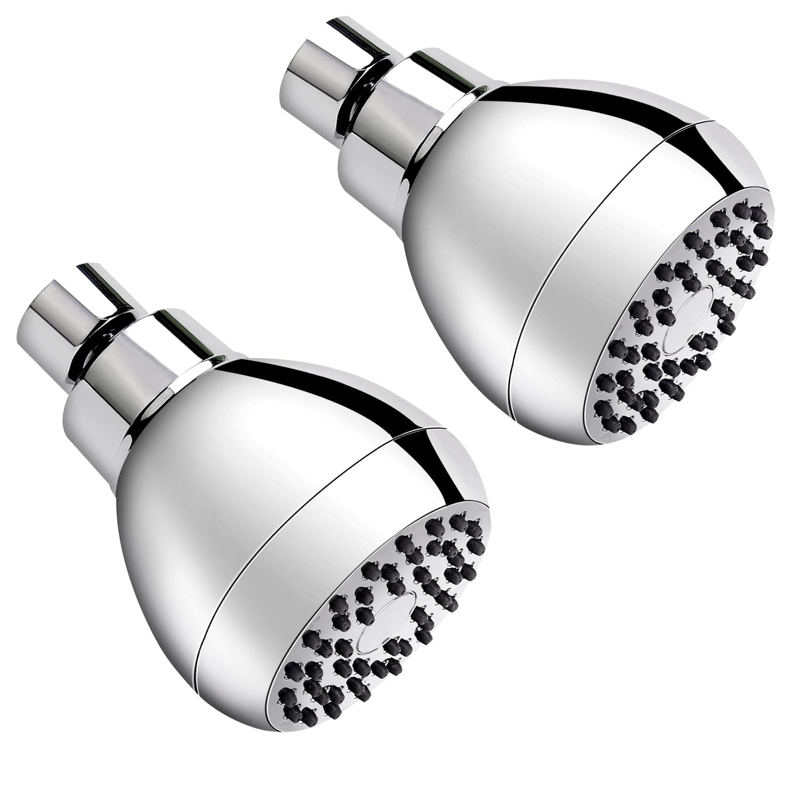 AISOSO High Pressure Shower Heads, 2PCS Showerheads 3 Inches with 360 Rotation and Silicone Nozzles for Strong Spray Relaxing and Comfortable Shower, Chrome