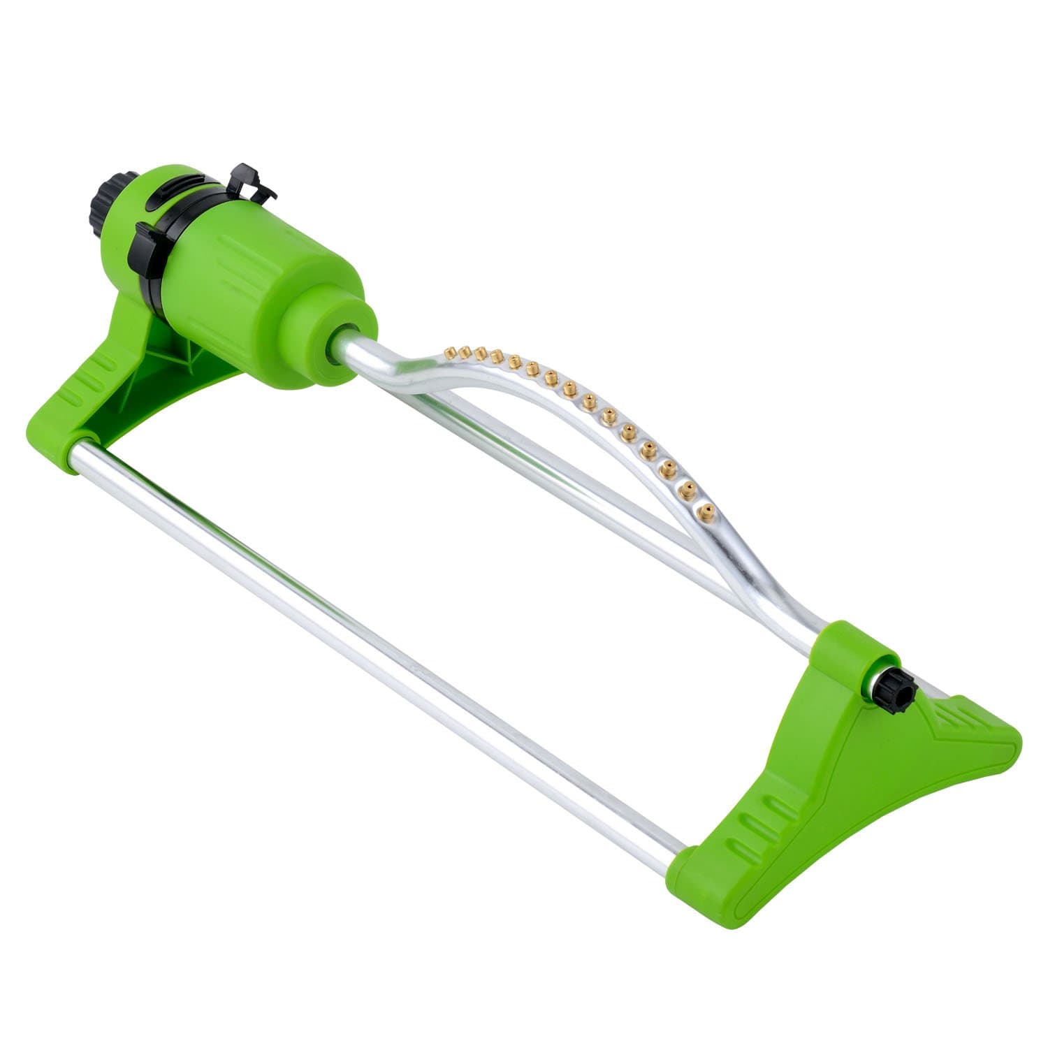 Garden Oscillating Sprinkler Turbo Oscillation Lawn Sprinkler with Brass 17 Holes One Touch Width Control & Flow Control, Water Up to 3,600 Sq. Ft. Coverage