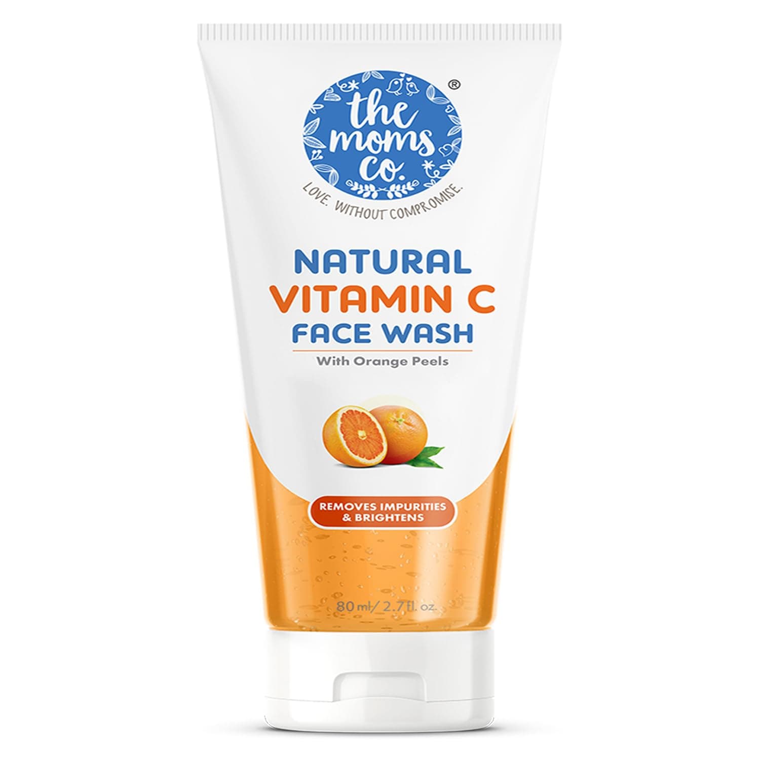 The Moms Co. Natural Vitamin C Face Wash | With Orange Beads With Orange Beads, %84 Vitamin C & Provitamin B5 | Brightening Face wash for Clean & Glowing Skin I Remove impurities & Brightens | Chemical Free I 80 ml