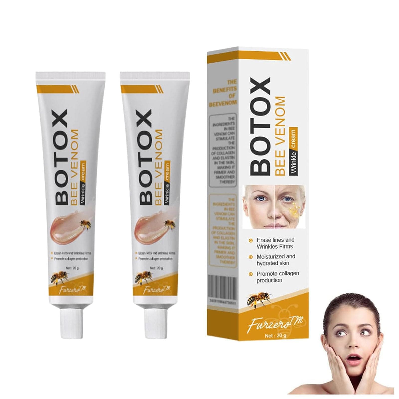 Furzero Botox Bee Venom Wrinkle Removal Cream, Botox Bee Venom Cream, Furzero Botox Bee Venom, Bee Venom Face Lift Cream, Bee Venom Anti Wrinkle Cream, Anti Wrinkle Firming Multi Purpose Cream (2pcs)