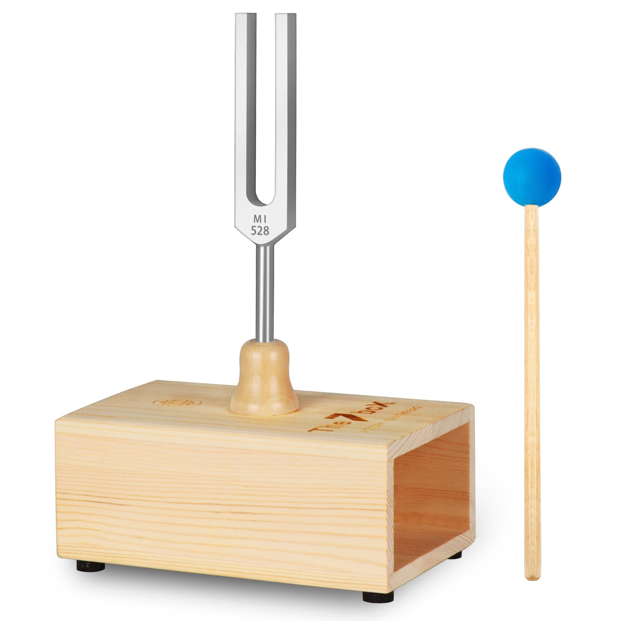 The7boX 528HZ Tuning Fork, Aluminum Alloy Tuning Fork Resonance Box, Equipped with Silicone Hammer and Wooden Voice Box, Suitable for Sound Therapy, Yoga, Meditation and Relaxation