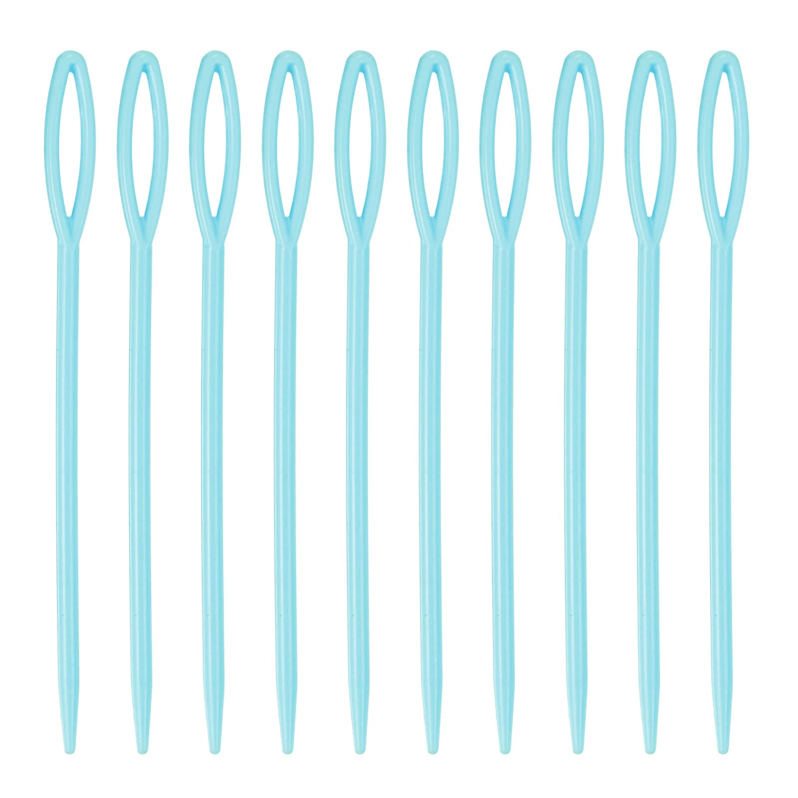 HARFINGTON90pcs Plastic Sewing Needles, 9cm Length Large Eye Blunt Needles Learning Needles for Sewing Handmade Crafts DIY Notions Stitching, Blue
