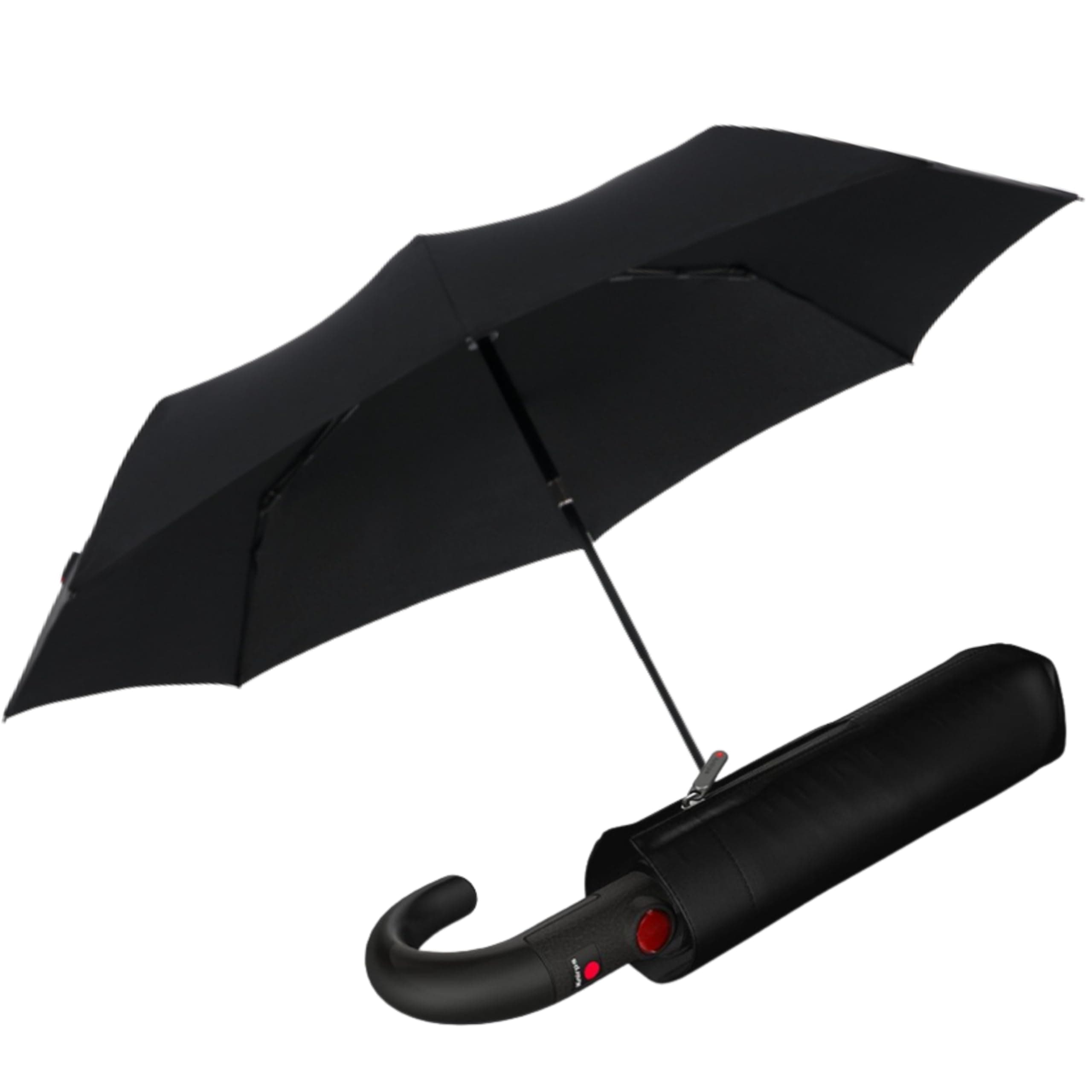 T.260 Medium Automatic Open Close Rain Umbrella with Curved Handle and Carrying Case - Compact Windproof Travel Umbrellas for Adults, 97cm Diamteter