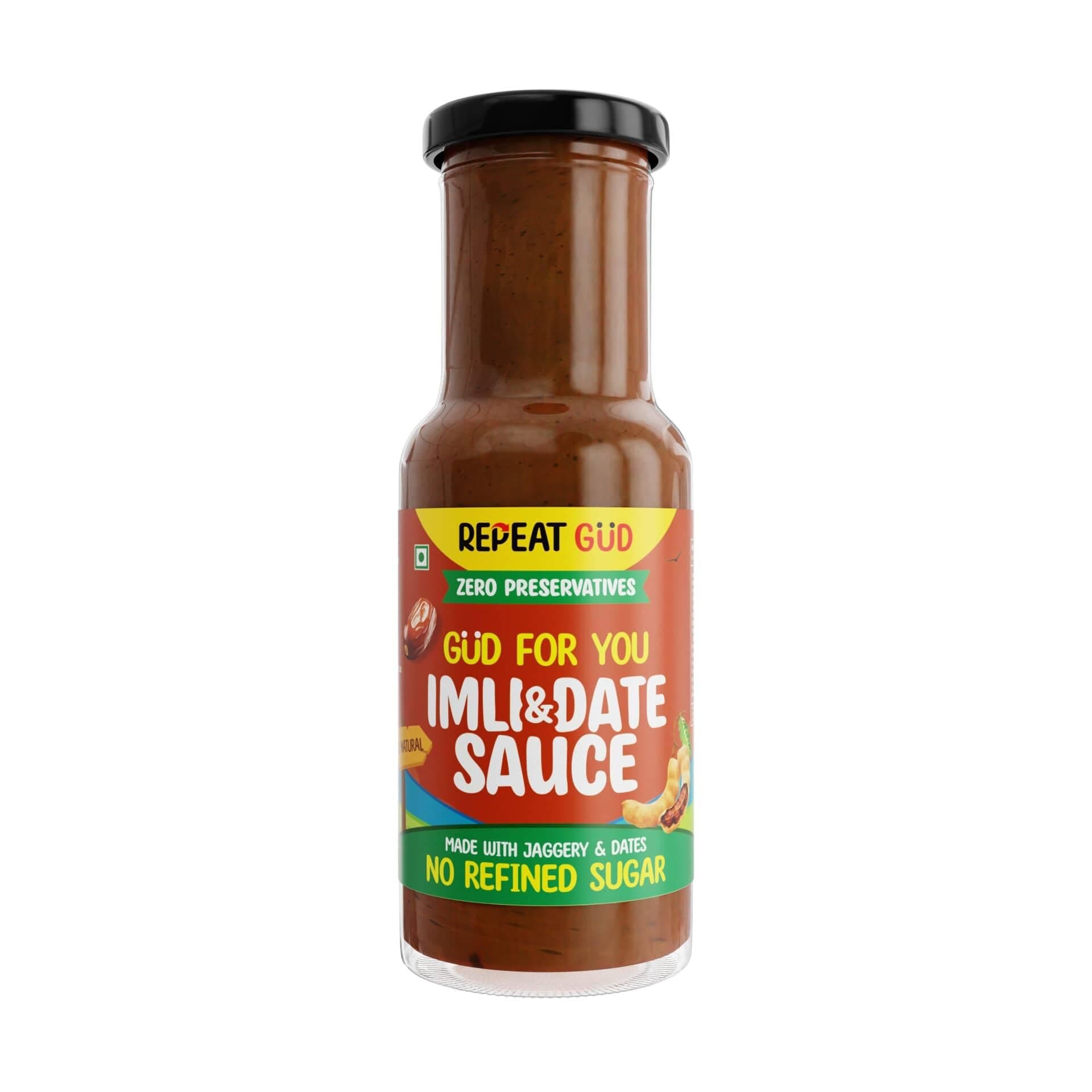 - Healthy Imli & Date Sauce 100% Natural Ingredients | No MSG | No GMO | No Refined Sugar, Made With Jaggery & Dates | 100% Chemical & Preservative Free | GUD For Kids | 100% Vegetarian | 225 gm