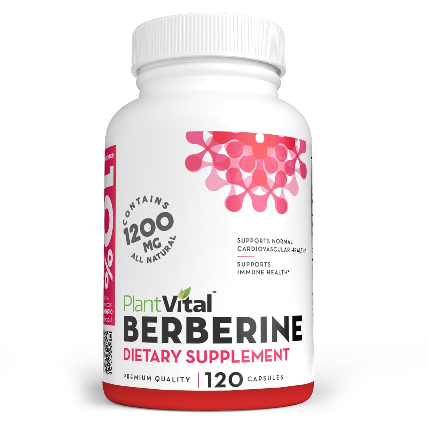 PlantVital Berberine 1200mg (2 caps) Non-GMO Supplement for Immunity Support and Normal Cardiovascular Health - 120 Count, Vegan, and Made in the USA