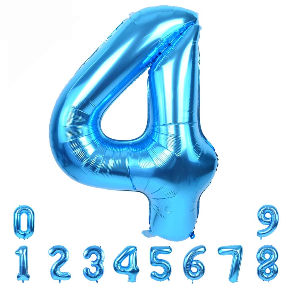 TONIFUL 40 Inch Blue Large Numbers Balloon 0-9 Foil Mylar Big Number 4 Balloon Digital 4 for 2026 Graduation New Year Eve Birthday Party Wedding Bridal Shower Photo Shoot, Anniversary