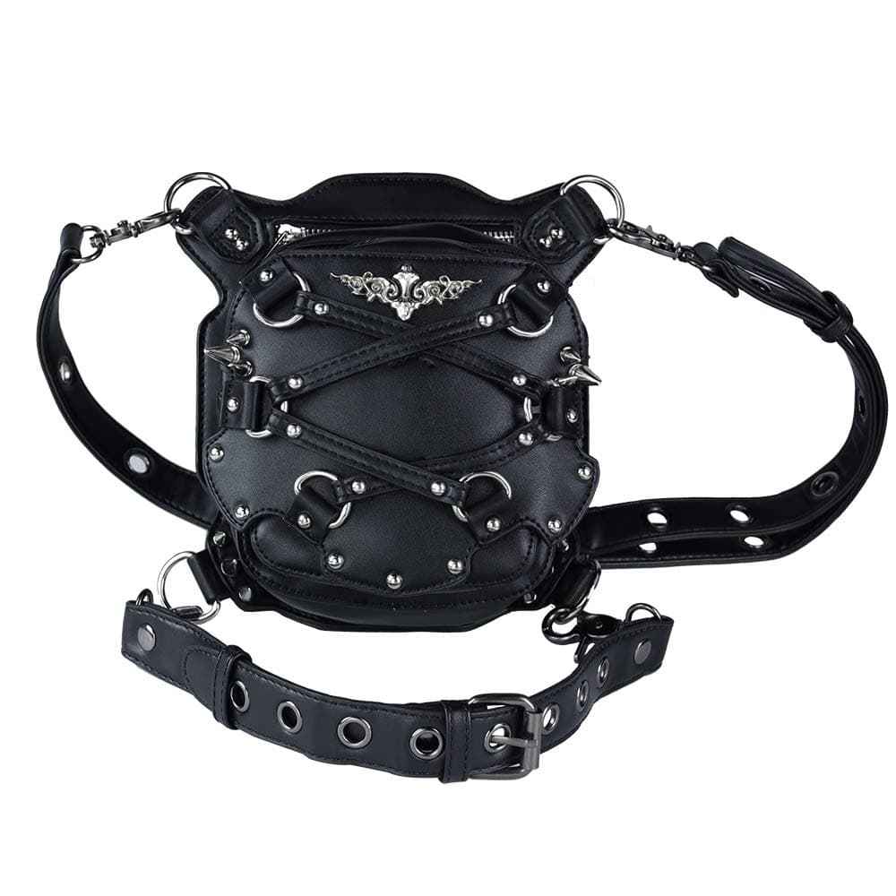 Steampunk Gothic Mini Waist Bag Women Leather Motorcycle Leg Crossbody Bag