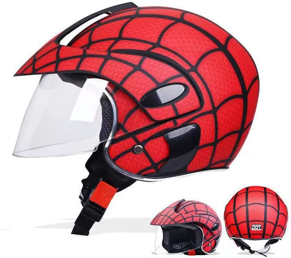 Little Riders Open Face Motorcycle Half Helmet with Sun Visor - Lightweight and Retro 3/4 Design for Kids on Vespa, Youth & Kids Bicycles Mopeds Scooters ATVs Helmet- DOT Approved