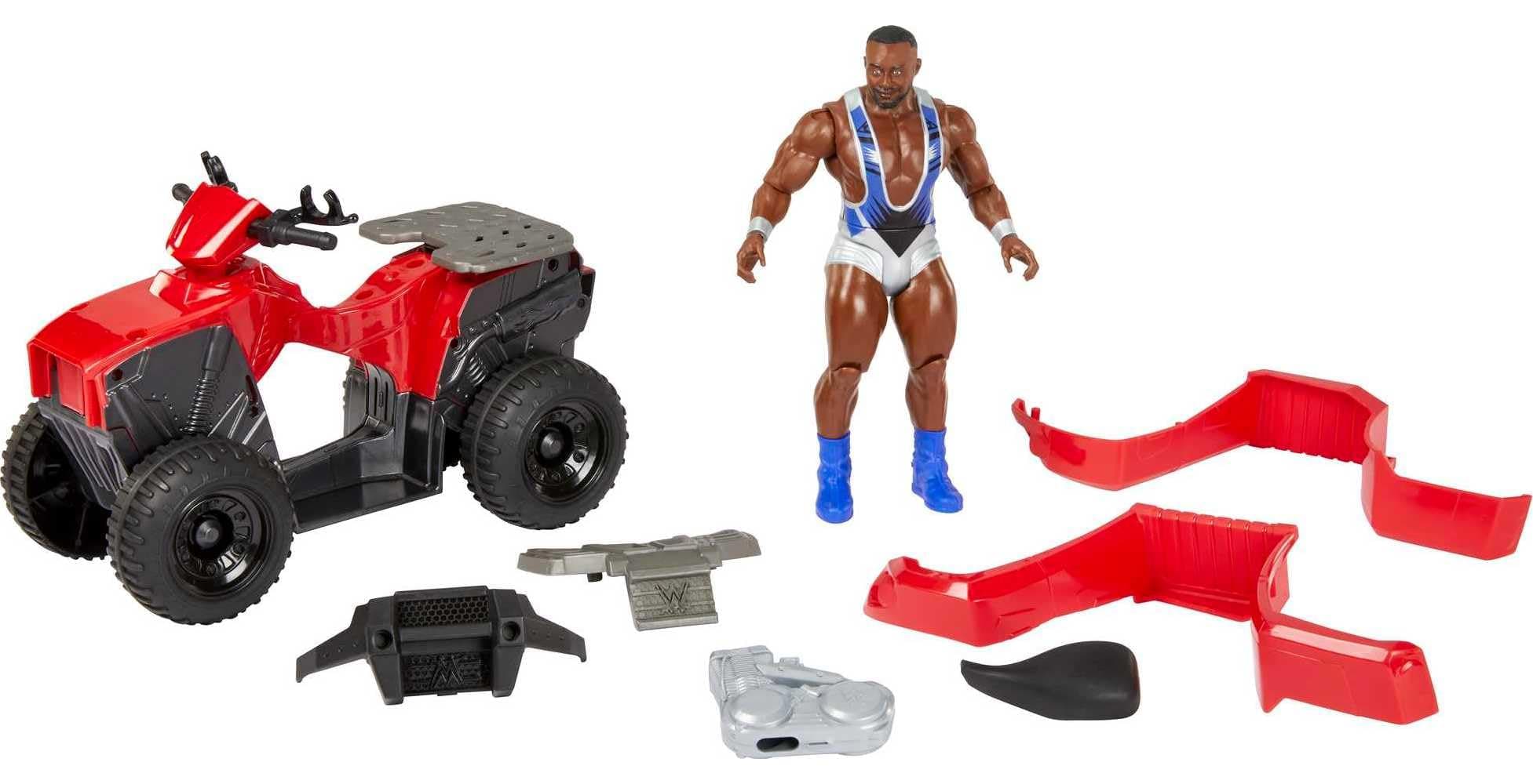 WWE Wrekkin' Slam & Spin ATV Vehicle & Action Figure Playset with Toy 4-Wheeler & Big E 6-inch Collectible, Launching Action & Breakaway Parts