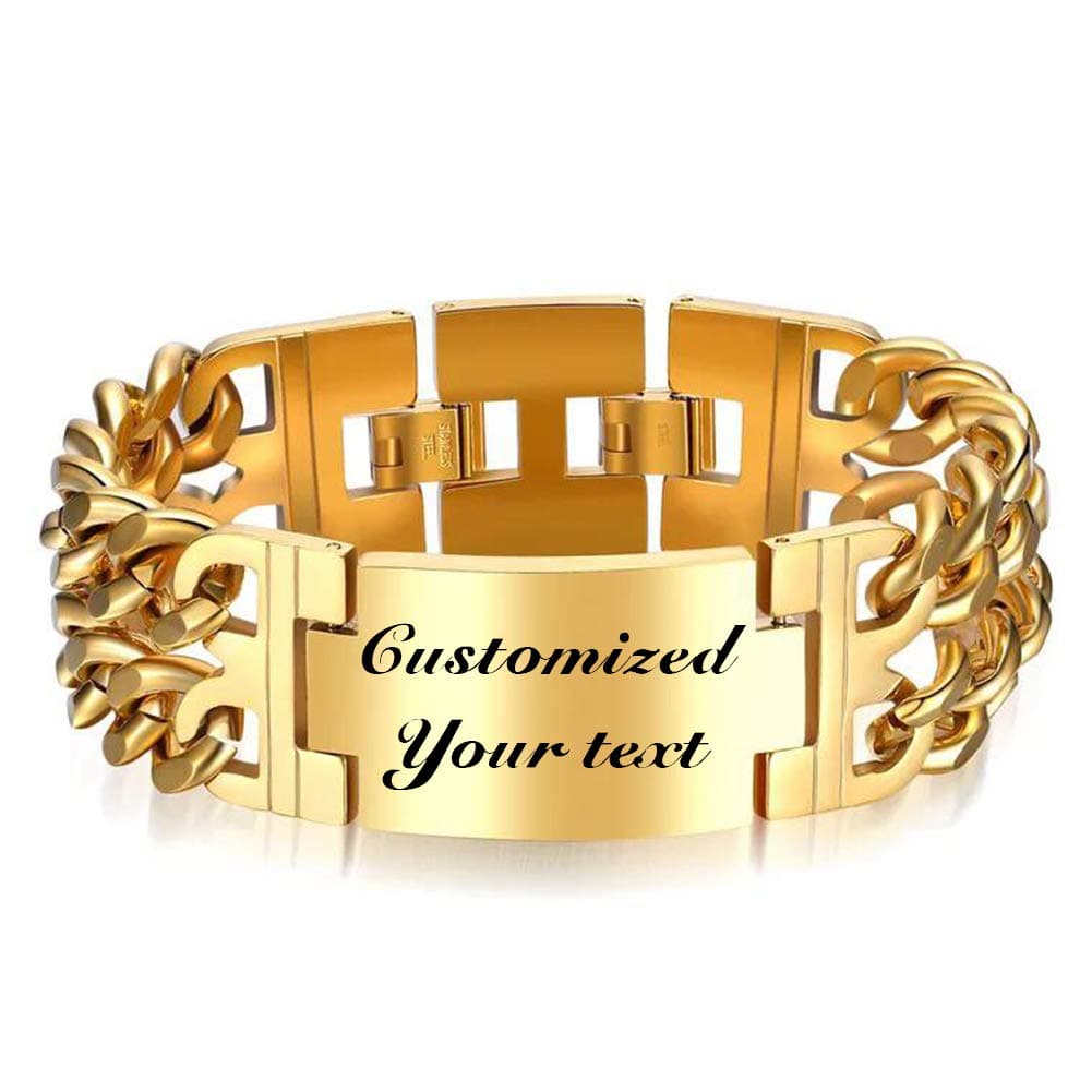 Men's ID Name Bracelet Stainless Steel Personalized Gift for Him Customized Engrave