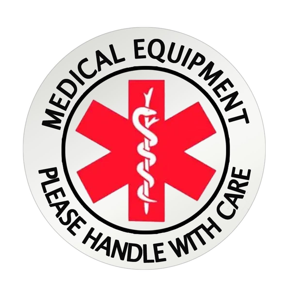 Top Label Medical Alert Equipment Luggage Tag Stickers, 10 Pcs, 4 Inch, Fragile Medical Equipment Inside, Handle with Care Labels for Medical Supplies