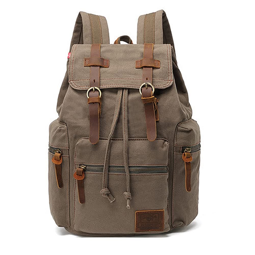 High Capacity Canvas Vintage Backpack - for School College Hiking Travel 12-17" Laptop