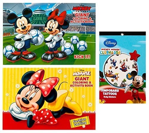 Disney Mickey and Minnie Mouse Coloring Book Set, Bonus Tattoos (3 Pieces) by Christmas Supplies