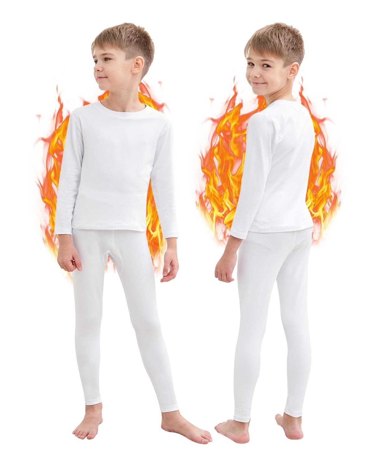 HEROBIKER Thermal Underwear Boys Ultra Soft Fleece Lined Kids Thermals Long Johns Top Bottom Warm Set for Winter Skiing