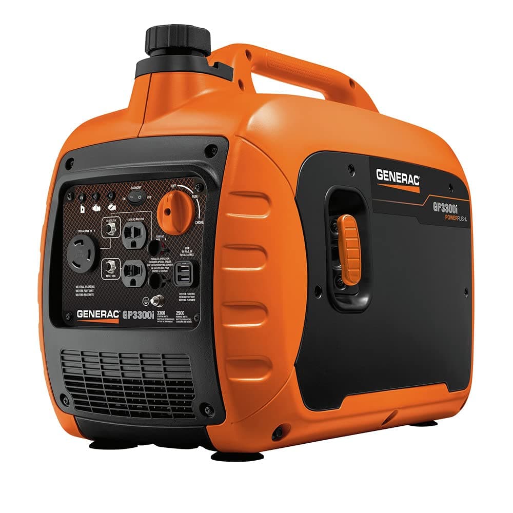Generac 7154 GP3300i 3,300-Watt Gas-Powered Portable Inverter Generator - Compact and Lightweight Design with Parallel Capability - USB Ports for Mobile Device Charging - CARB Compliant