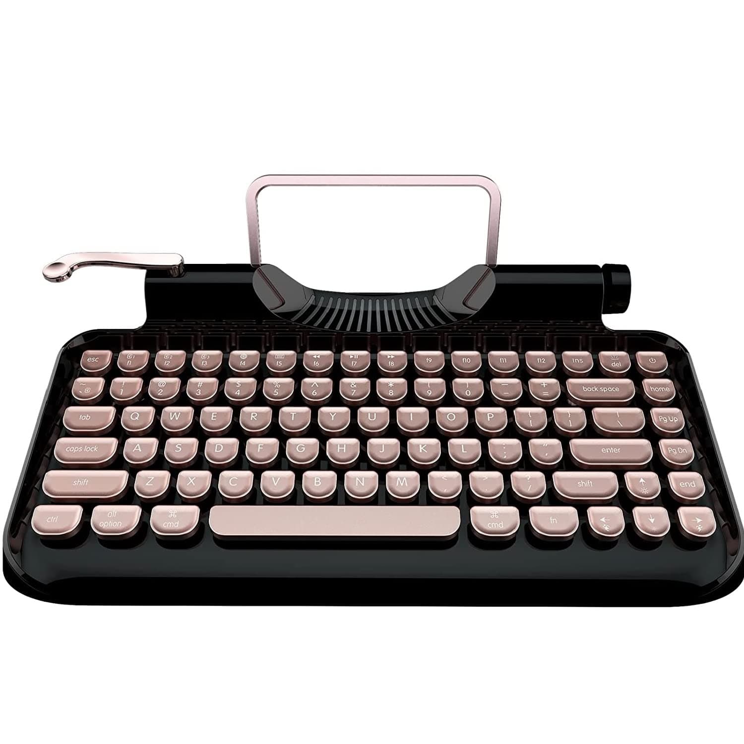 KNEWKEY RYMEK Typewriter Style Mechanical Wired & Wireless Keyboard with Tablet Stand, Bluetooth Connection(Black)