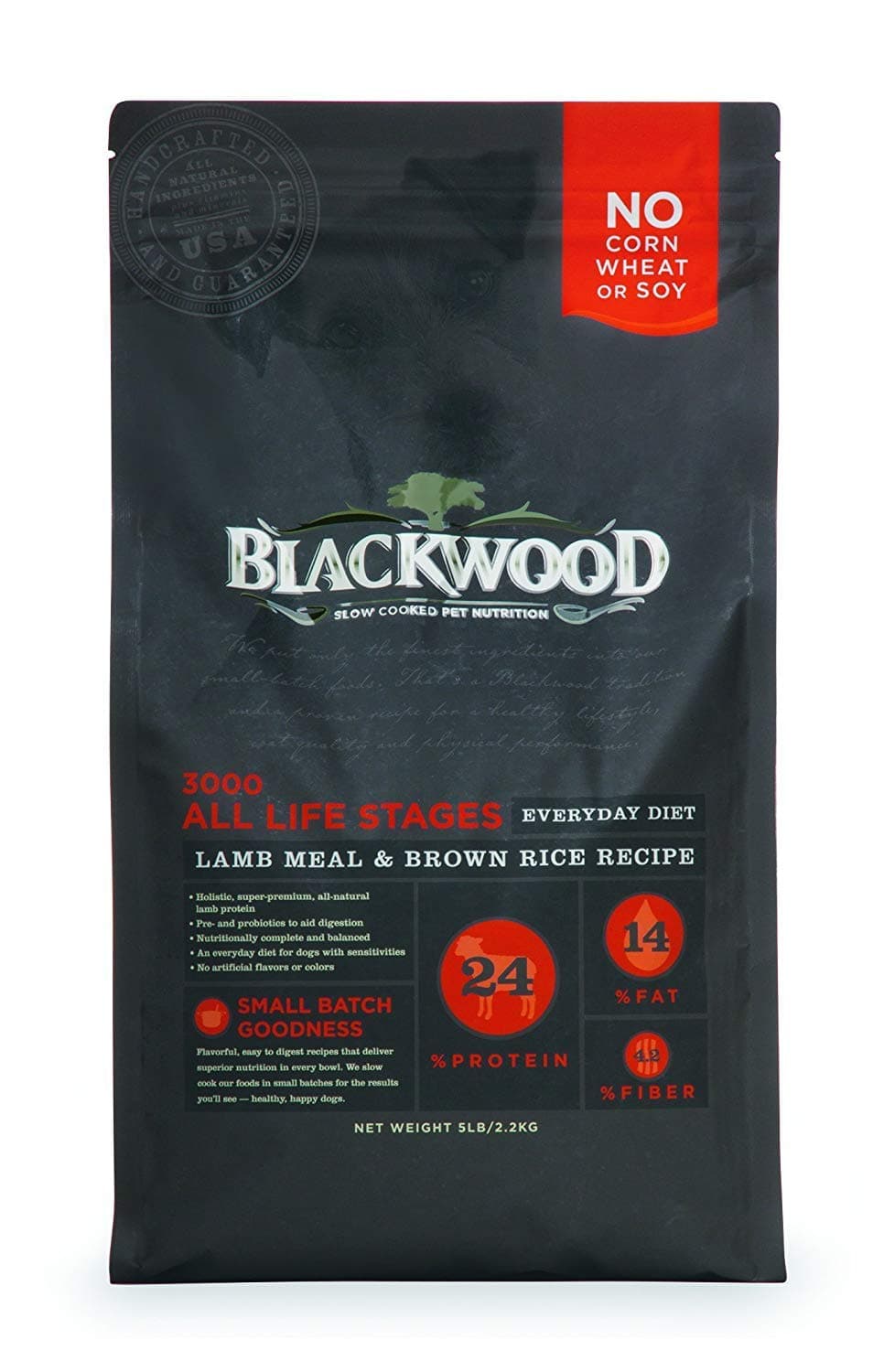 Blackwood Pet Food Blackwood Dog Food Made in USA Slow Cooked Dry Dog Food [Natural Dog Food For All Breeds and Sizes], Lamb Meal & Brown Rice Recipe, Resealable Bag To Preserve Freshness